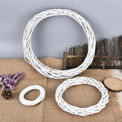 10-30CM Christmas Rattan Ring White Wreath Garland Hanging Vine Ring DIY Craft Xmas Ornaments Xmas Party Decorations