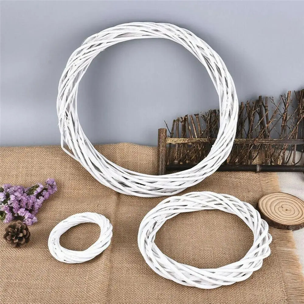 10-30CM Christmas Rattan Ring White Wreath Garland Hanging Vine Ring DIY Craft Xmas Ornaments Xmas Party Decorations