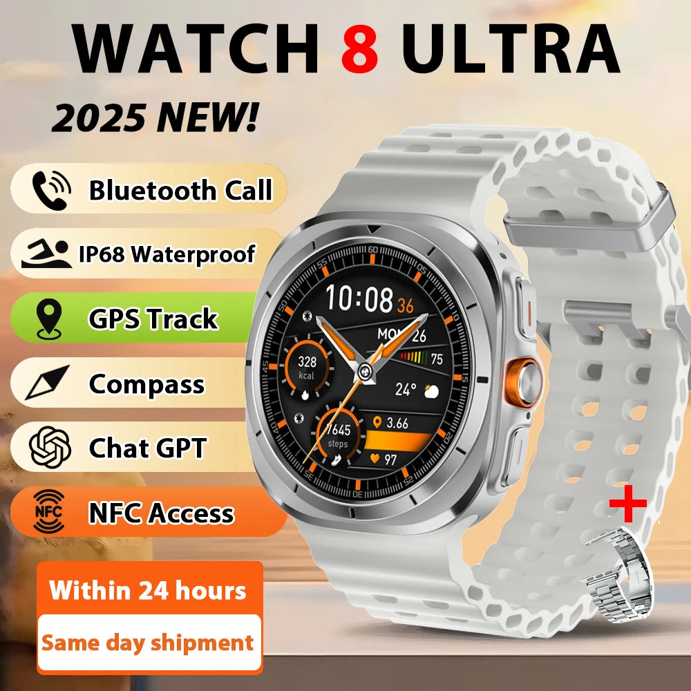 Smart Watch 8 Ultra New Color Matching GPS Compass Smartwatch Bluetooth call NFC IP68 Waterproof Health monitoring Reduction100%