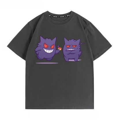 Pokémon Peripheral Clothes Gengar Cartoon Couple Wear Short-sleeved Top Men and Women Summer Animation Peripheral Joint T-shirt