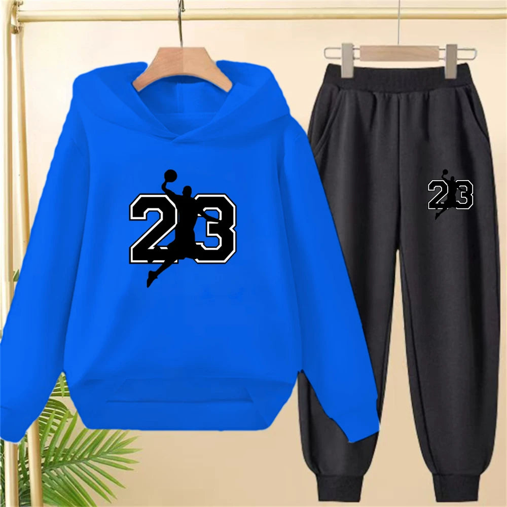 Children's Top and bottom Number 23 Basketball Hoodies Girls Boy age 3-12 Coat Casual Toddle Sweatshirr Hood autumn clothing