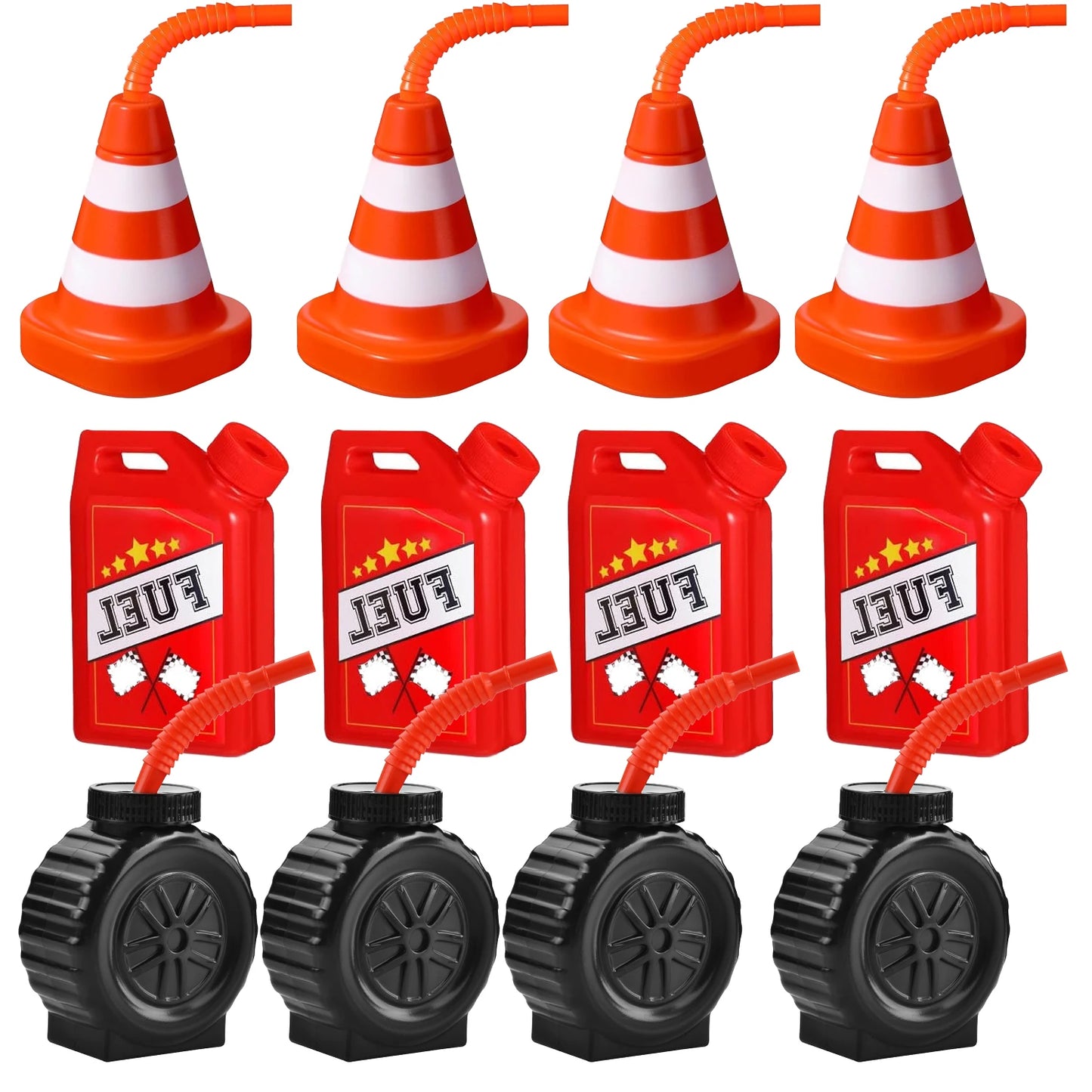 Race Car Cups, Drinking Cups with Straw Race Car Birthday Party Supplies Party Decorations for Kids Racing Car Theme