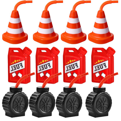 Race Car Cups, Drinking Cups with Straw Race Car Birthday Party Supplies Party Decorations for Kids Racing Car Theme