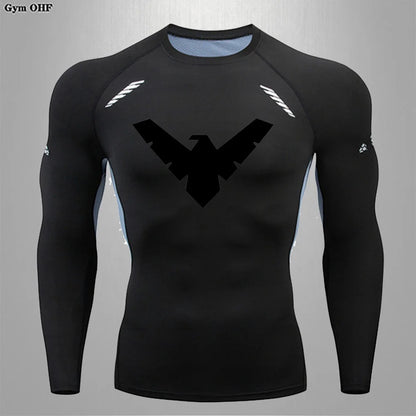 Compression Nightwing Print Tops For Men T Shirt Rashguard Jiu Jitsu Gym Fitness Running Train   ing Shirts Jersey Short Sleeved