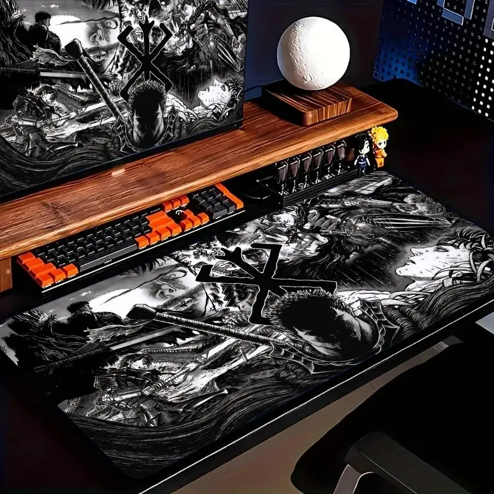 Berserk Guts Anime Mouse Pad Large Computer Office Game Table Mats XXL Rubber Anti-slip Gaming Keyboard Mousepads Long Desk Pads
