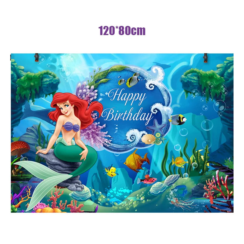 The Little Mermaid Birthday Party Decoration Princess Ariel Paper Napkin Plate Cup Tablecloth Balloons Kids Baby Shower Supplies