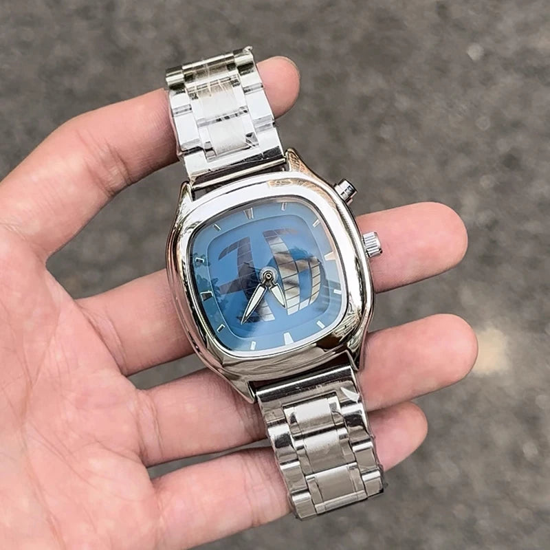 PINTIME Y2K Luxury Men's Watch New Conceptual Cool Digit Dial Male Quartz Wristwatch Stainless Steel Waterproof Reloj Man Clock