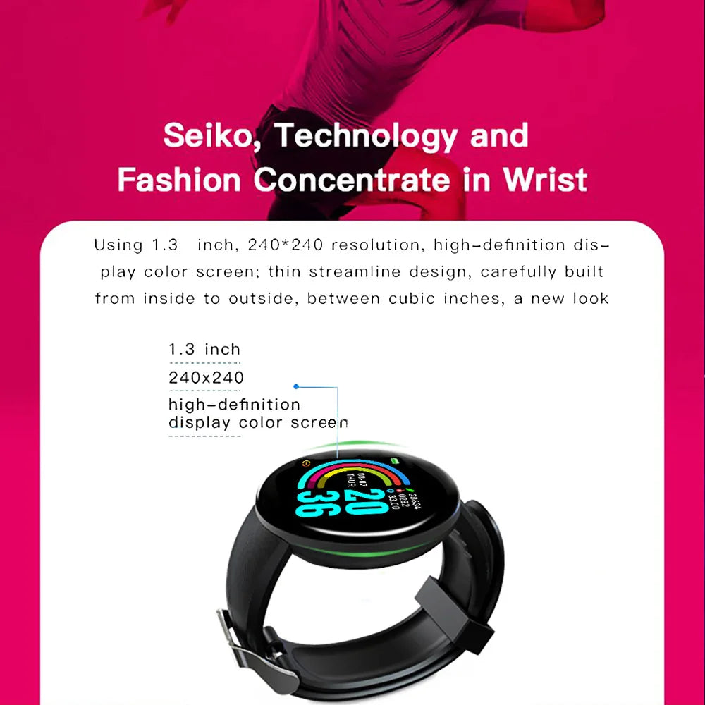 D18 Smart Watch For Ios Android Men Waterproof Smartwatch Women Sleep Monitor Message Fitness Tracker Bracelet Sport Watches SMS