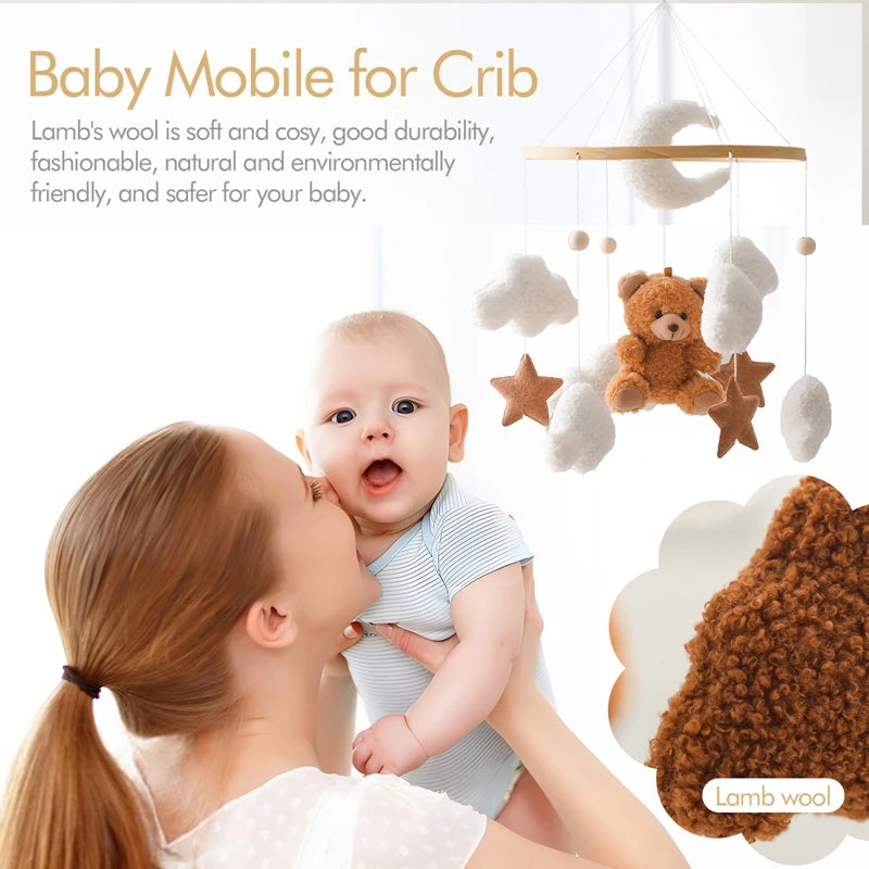Baby Crib Mobile Bed Bell Toys Musical Rattle Educational Toys Bed Bell Newborn Mobile Bed Bell Bracket Baby Hanging Toys Holder