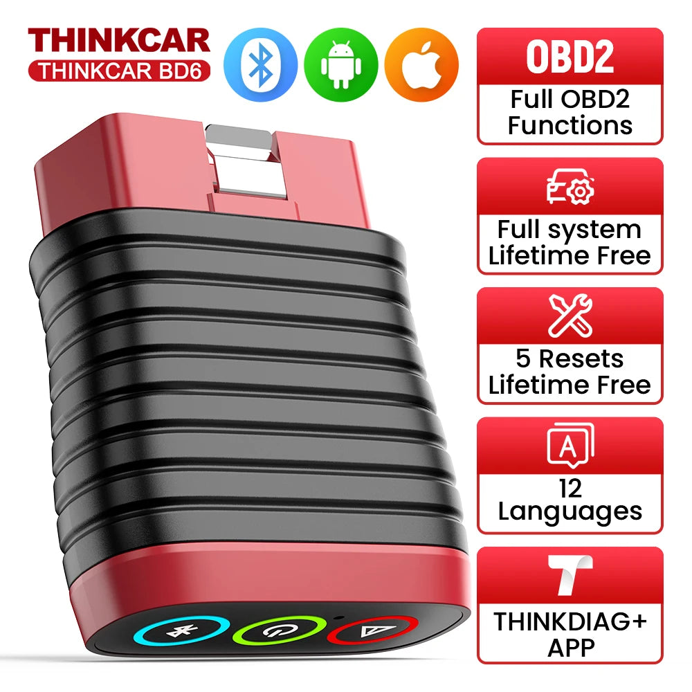 THINKCAR BD6 OBD2 Scanner Full System Diagnostic OIL IMMO ETS BLEED Brake Reset Lifetime Free All Auto Car Via THINKDIAG APP