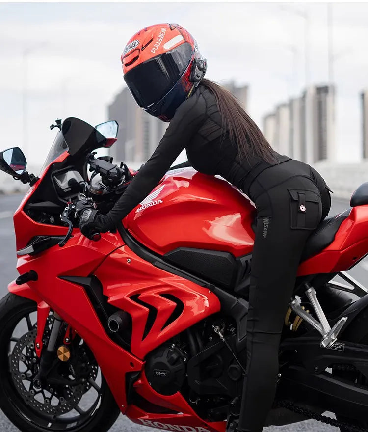 WOSAWE Women Motorcycle Jacket and Pants Set with Removable Pads Soft Protective Gear CE Certified Safety Moto Racing Clothes
