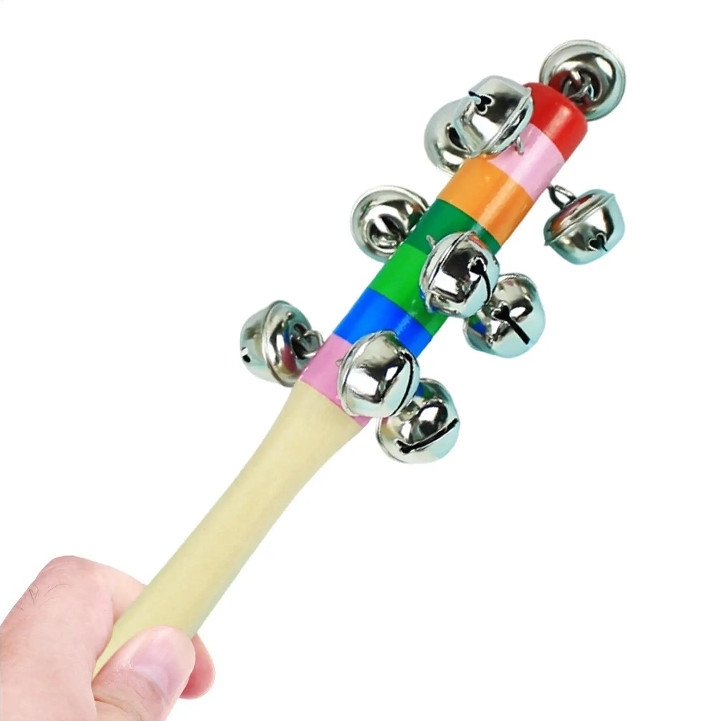 Rainbow Wooden Bell Rod Instruments Toys Early Education Stick Shaker Musical Toy for Children Kids Gifts Percussion Instruments