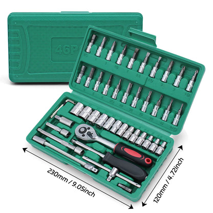 Motorcycle Repair Tool Kit 1/4-Inch Socket Set Car Repair Tool Ratchet Torque Wrench Combo Auto Repairing Set Mechanic Tools