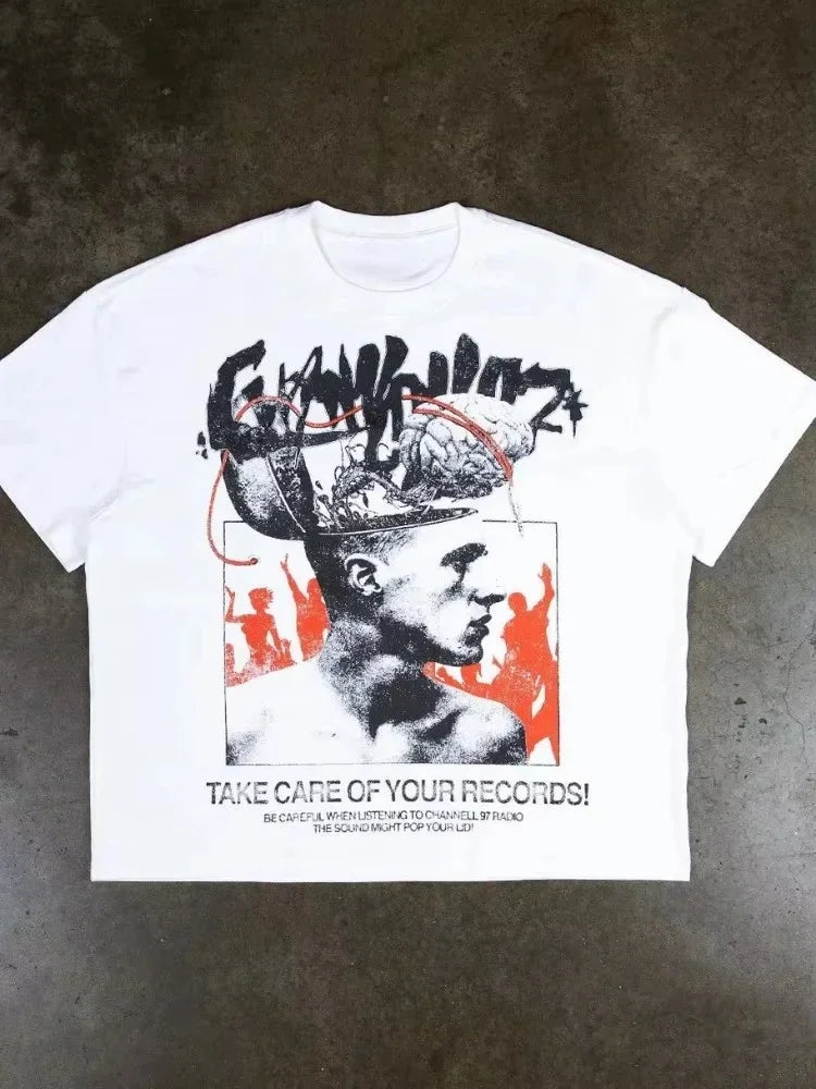 2025 Women Vintage Top Hip Hop Streetwear Tshirt Short Sleeve Casual Clothing Summer Fashion Trendy Nostalgic Retro Tee