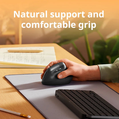Logitech Lift Vertical Mouse  Ergonomic Wireless With Silent Click Bluetooth/Usb Dual Mode For Pc Laptop Tablet Wrist Pain