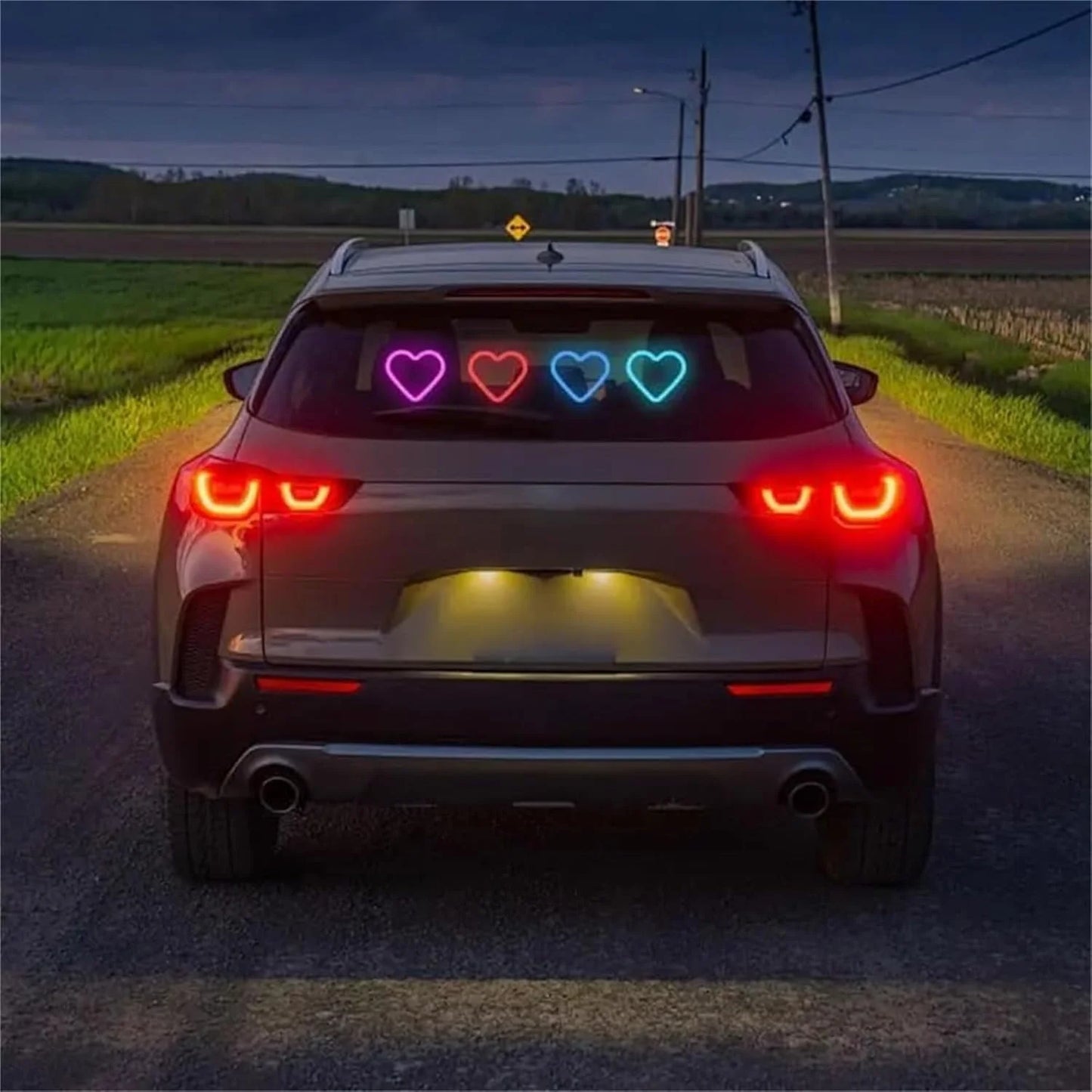 Universal Car Solar Heart-shaped Light Car Window LED Peach Heart Atmosphere Lamp for Car Exterior Interior Decoration