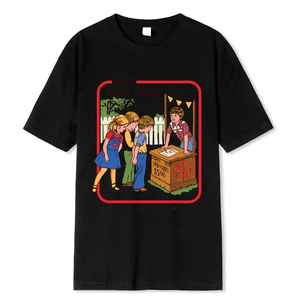 Horror Comic Series Sell Your Soul Economics For Children Men Tshirts T Shirts Loose Tee Clothing Street T-Shirt