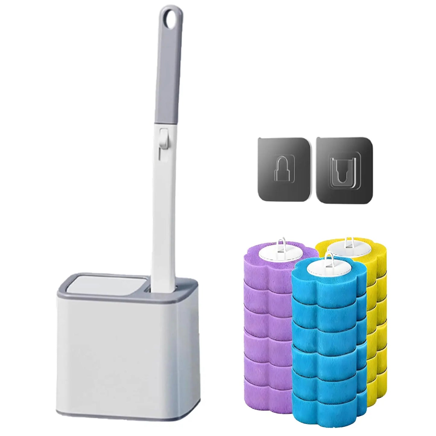 Disposable Toilet Brush, Toilet Bowl Wand Holder Set with 18PCS Cleaner Refills, Bathroom Cleaning System for Sink Bathtub Drai