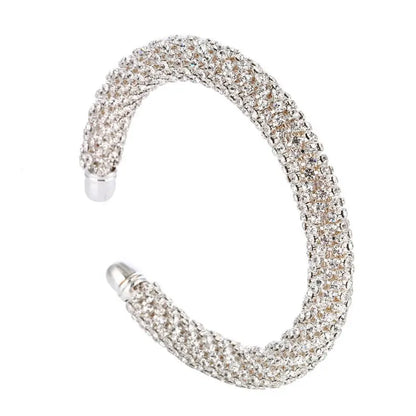 Fashion Open Cuff Round Bracelet Bangle Women Gold Silver Color Crystal Rhinestone Claw Chain Wrap Expandable Bracelets Jewelry