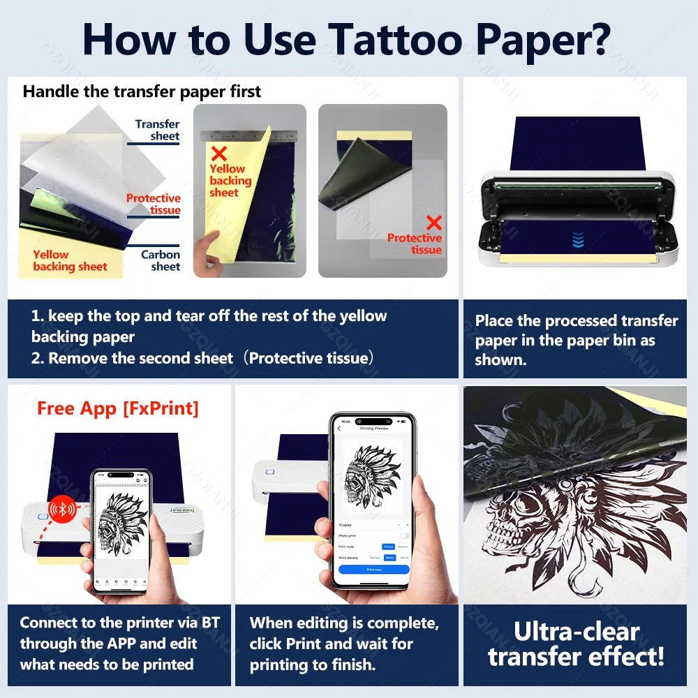 Portable A4 Thermal Printer Bluetooth Photos PDF Document Printing Machine Folded Rolls Paper For Office Work Home School Travel