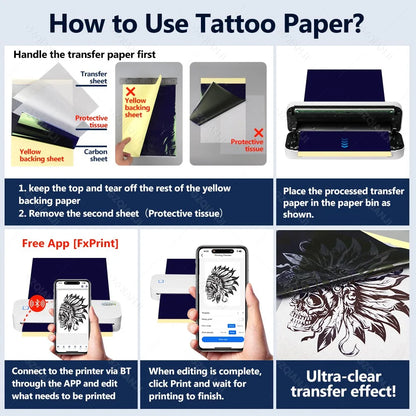 Portable A4 Thermal Printer Bluetooth Photos PDF Document Printing Machine Folded Rolls Paper For Office Work Home School Travel