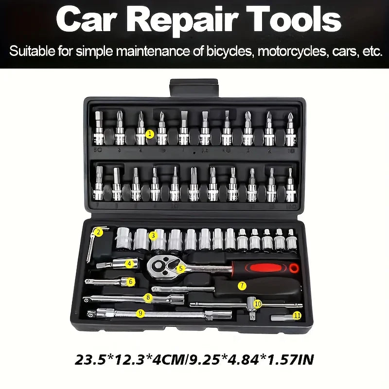 151/46-Piece Premium Automotive Tool Kit or a wet wipe | Ratchet Torque Wrench Ultra-Portable for Auto/Bike/Motorcycle Repair