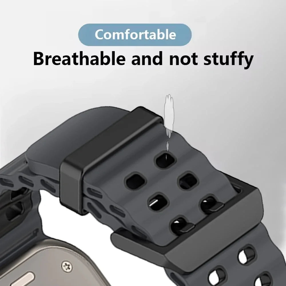 Two-Tone Ocean Silicone Strap for Apple Watch Ultra/2 49mm Sports Comfortable Lightweight Band iWatch 10 9 8 7 6 5 4 SE Bracelet