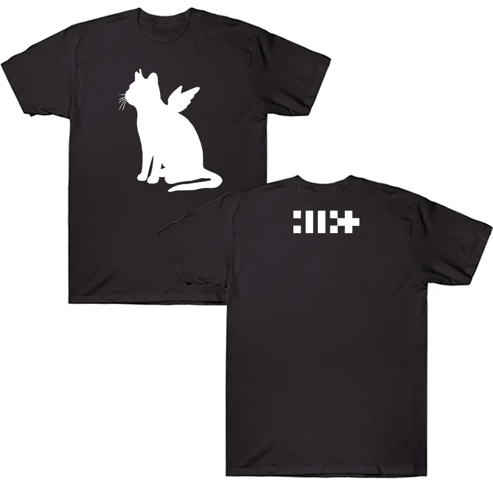 ILLIT Kpop Girl Band T-shirt ILLIT Bomb The Album Cat Angel Print Clothes Korean Style Cotton Women Men Tee-shirt Casual Y2K Tee