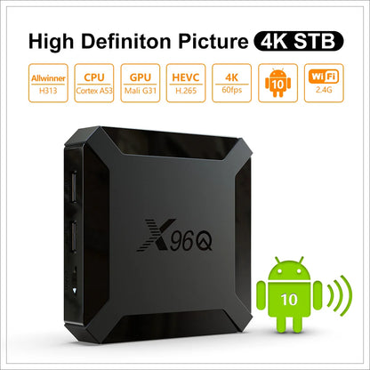 X96Q TV Box android 10 Quad Core H313 2GB 16GB 2.4GHz WiFi 4K Media Player Set top box