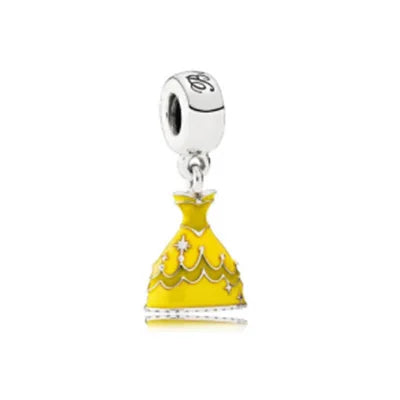2025 New Disney Beautiful Princess Dress Bead Pendant 925 Silver Suitable for European Original Bracelet DIY Exquisite Jewelry