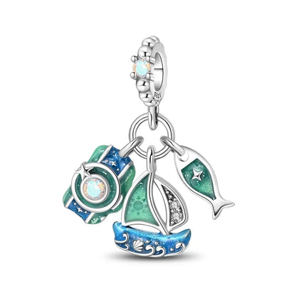 Leisurely 925 Sterling Silver Beach Trip Hawaiian Bikini Surf Coconut Tree Charm Fit DIY Bracelet Necklace Travel Souvenirs
