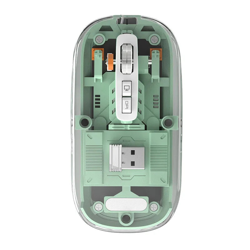 Transparent Magnetic Triple Mode Bluetooth compatible 2.4G Wireless Mouse One-Click Desktop Type-C Rechargeable Silent Mice Mute