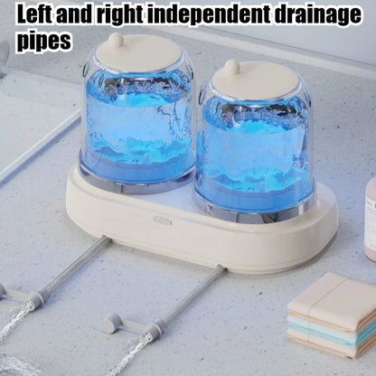 Double Cup Charging Small Washing Machine Blue Light Portable Wireless Labor-saving Deep Decontamination Washer Home Appliances