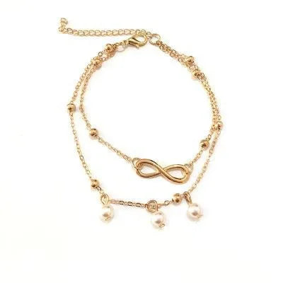 Love Personality Double Simple Bohemian Layered Heart Anklet Summer Beach Anklets On Foot Ankle Bracelets For Women Leg Chain