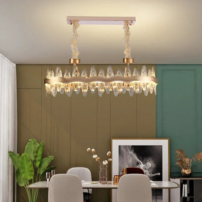 Living Room Luxury Crystal Chandeliers Modern Island Lighting Golden Lobby Decorative Lights