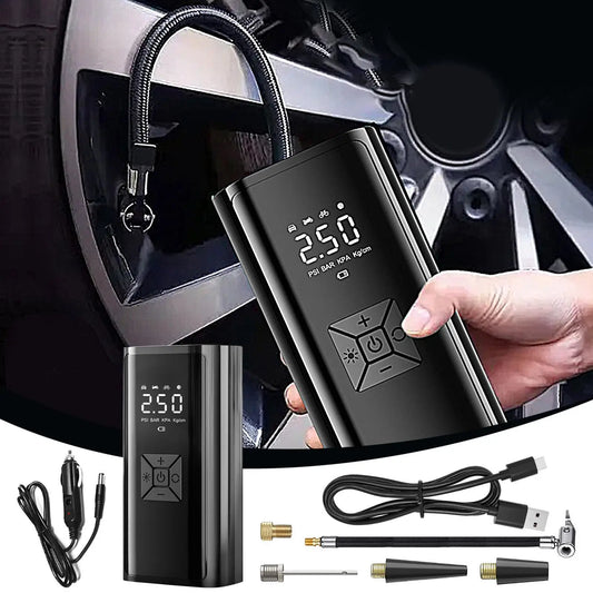Portable Automotive Air Pump Portable Air Compressor Cordless Tire Inflator with LED Display for Car Travel Motorcycle Home RV