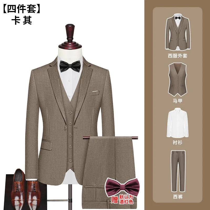 Men's Big Size Suit Set Professional Business Wedding Groom Office Team Uniform Summer Formal Suit