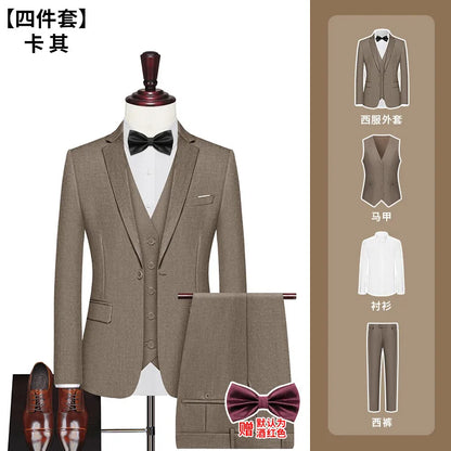 Men's Big Size Suit Set Professional Business Wedding Groom Office Team Uniform Summer Formal Suit