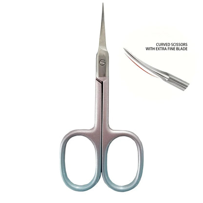 Gradient Pink Curved Stainless Steel Scissors Multi-Purpose Beauty Tool for Eyebrows Nails and Makeup Care Non-Slip Grip