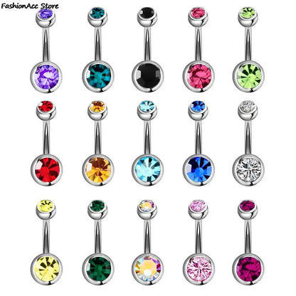 5/10/15/20pcs/lot Single Crystal Rhinestone Belly Button Rings Navel Piercings Ombligo Multicolor Ball Nombril Surgical Steel