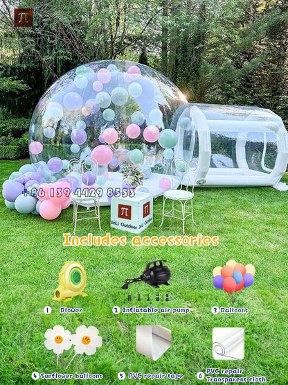 Inflatable Bubble House Kids Play Tent with Blower Transparent PVC Outdoor Dome for Birthday Party Trampoline Play & Gifts