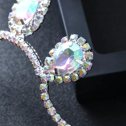 Elegant Belly Dance Headband Tiaras Water Drop Hair Accessories Fashion Women Colorful Rhinestone Headpiece Ballroom Jewelry