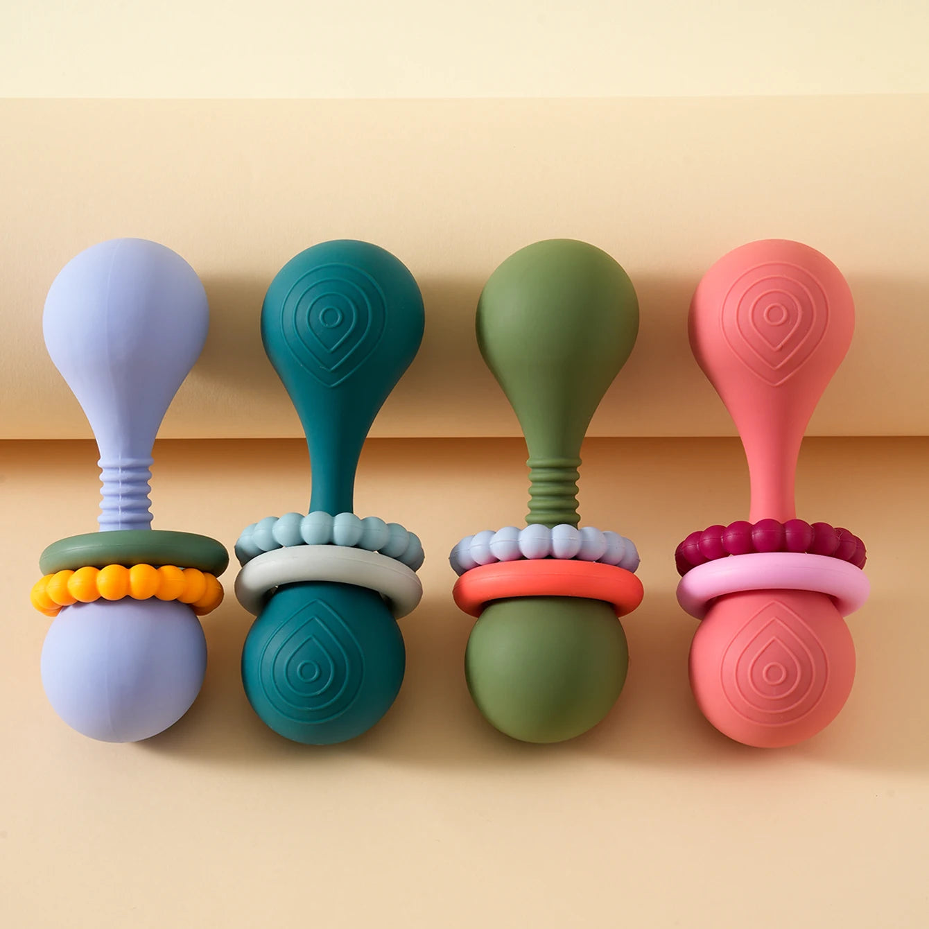 Color Kids 1PCS Silicone Baby Teether Toy 0-12 Months Hand Grip Rattle Tactile Training Safe Chew Toy Infant Shower Gift