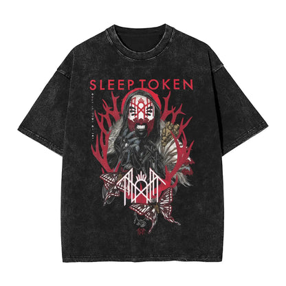 Sleep Rock Music Tokensd Even In Arcadia T Shirt Hip Washed Short Sleeve High Street T-Shirt Fashion for Men Women Streetwear