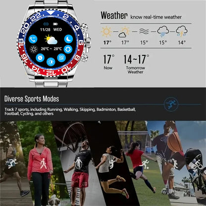 Smart Watch Man Smartwatch AW12 high-end luxury 2024 Android IOS Korean Support Steel Connected Replica Miltary pk gts4 global