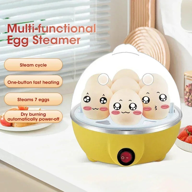 Mini Electric Egg Cooker 6 Eggs Steamer Multifunction Auto Shut Off Boiler Fast Cooking for Breakfast Kitchen Appliance