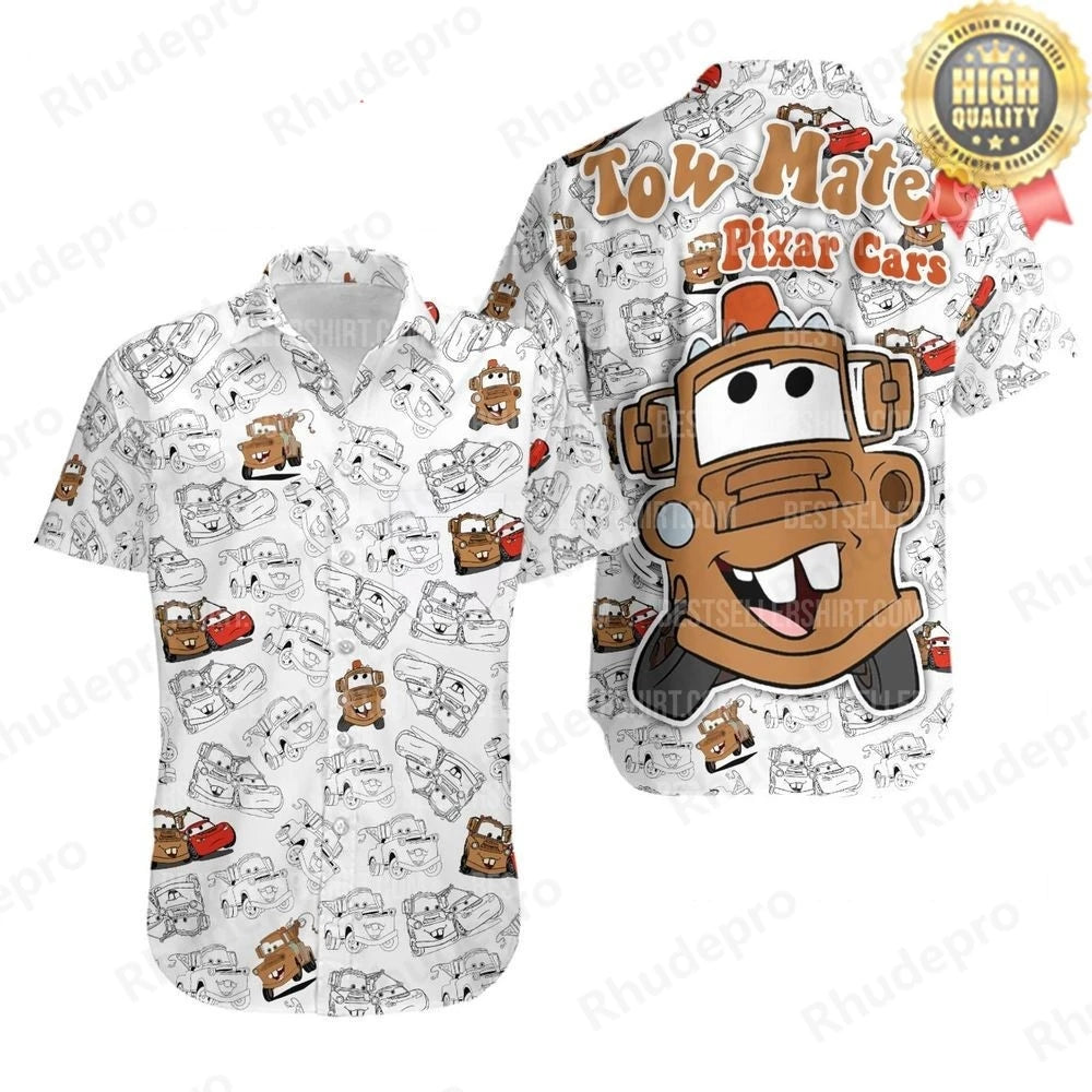Disney Personalizes Lightning Mcqueen Men Women Shirt Cars Movie Hawaiian Shirt Kids Summer Beach Shirt