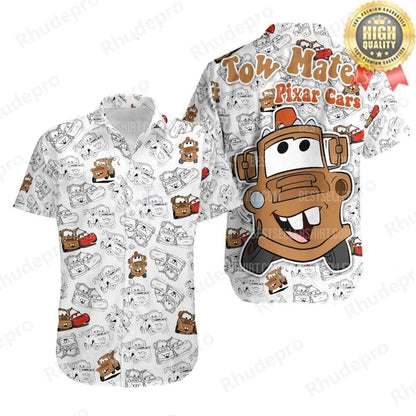 Disney Personalizes Lightning Mcqueen Men Women Shirt Cars Movie Hawaiian Shirt Kids Summer Beach Shirt