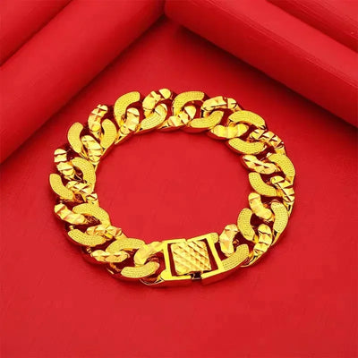 Mens and womens AU750 gold bracelet 18k boss bracelet domineering chain high quality free shipping with certificate