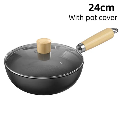 Small Wok 20/24cm Household Cast Iron Non-stick Steak Food Pan for Gas Stove Induction Cooker - Kitchen Frying Essential